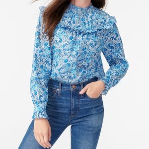 J. Crew Smocked Popover Top in Liberty® Elysian Day Floral